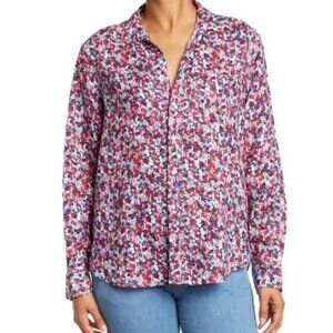 Frank and Eileen "Eileen" Cotton Button Up in Red and Blue Floral XS